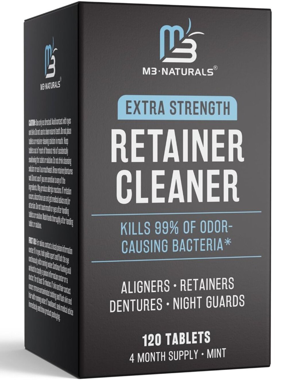 M3 Naturals Extra Strength Retainer Cleaner 4 Month Supply 120 Tablets Mint NIB